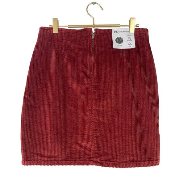 BP Corduroy Notched Hem Skirt Red Fire Large Y2K Retro 70s Dark Academia Preppy - Picture 6 of 12